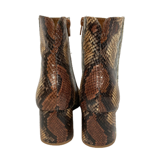 Chinese Laundry Boots Womens Sz 7.5 Brown Snake Print Vegan Block‎ Heel Ankle - Picture 4 of 9